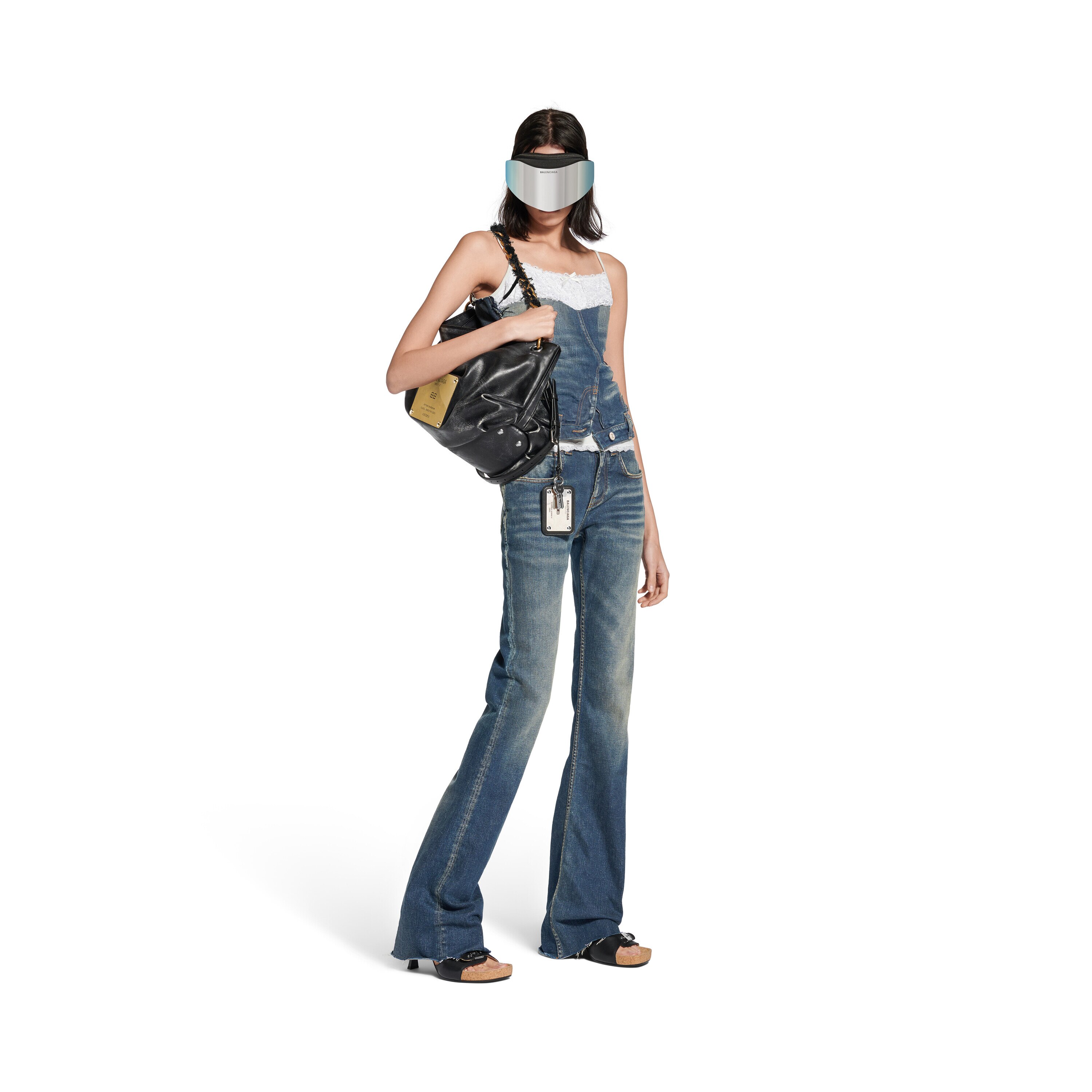 VIPSALE【BALENCIAGA】スリムフィット BOOTCUT パンツ ホワイト の ウィメンズ スリムフィット Bootcut パンツ