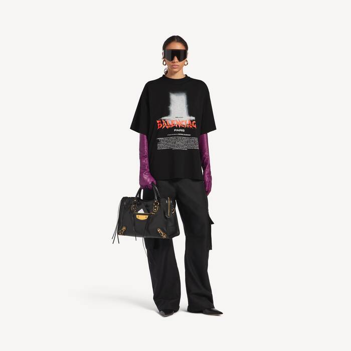 Women's The Door Oversized T-shirt in Black - Women | Balenciaga United Kingdom EN - Image 3
