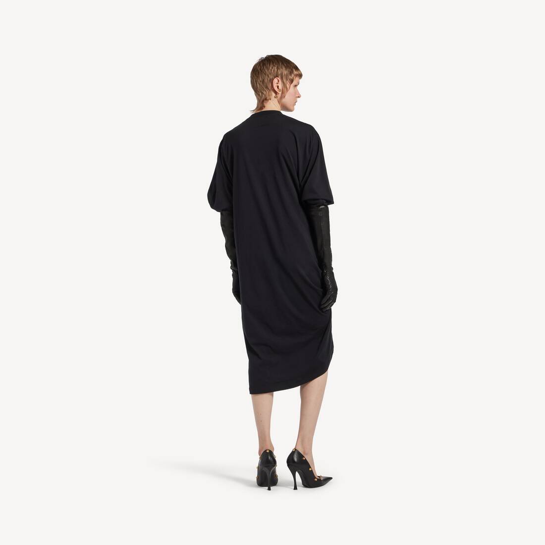 Abito Con Motivo Piega da Donna in Nero | Balenciaga Italia IT - Image 4