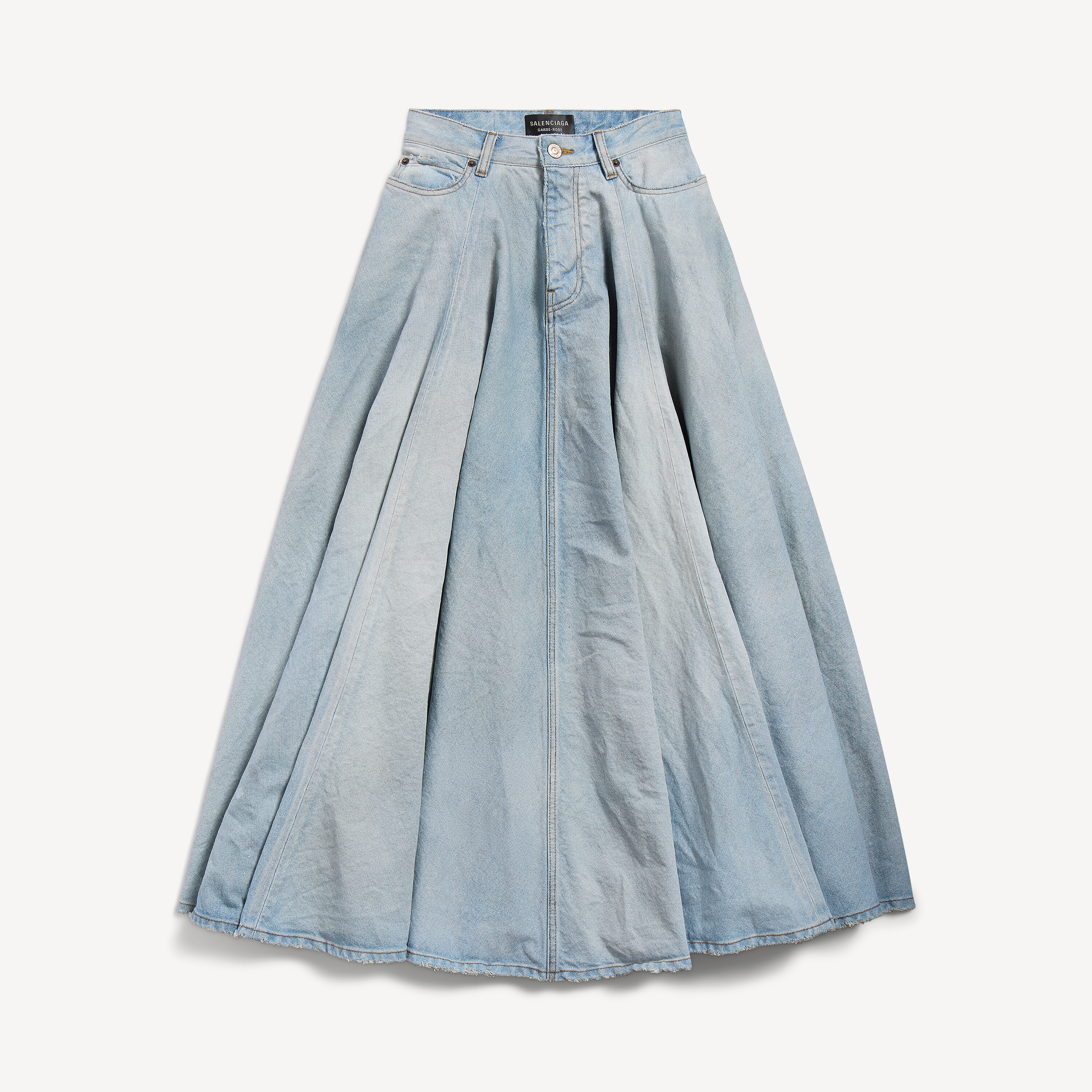 Women's Godet Maxi Skirt in Dirty Light Blue