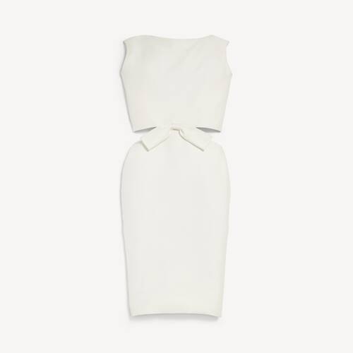 draped back bow dress