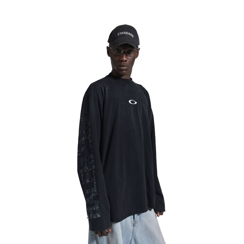 transparent tape shifted oversized long sleeve t-shirt