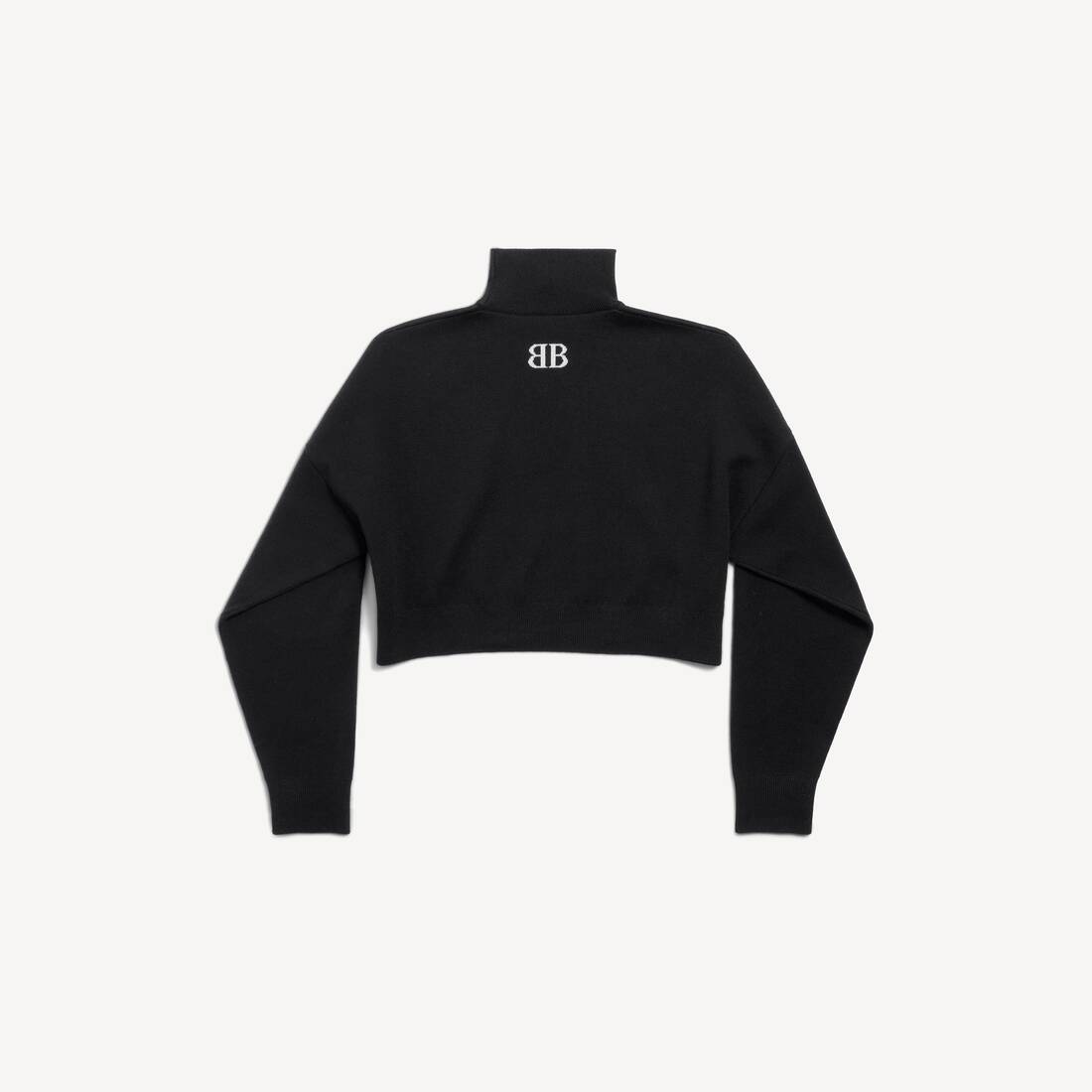 Women's Cropped Highneck in Black/white | Balenciaga Greece EN - Image 2