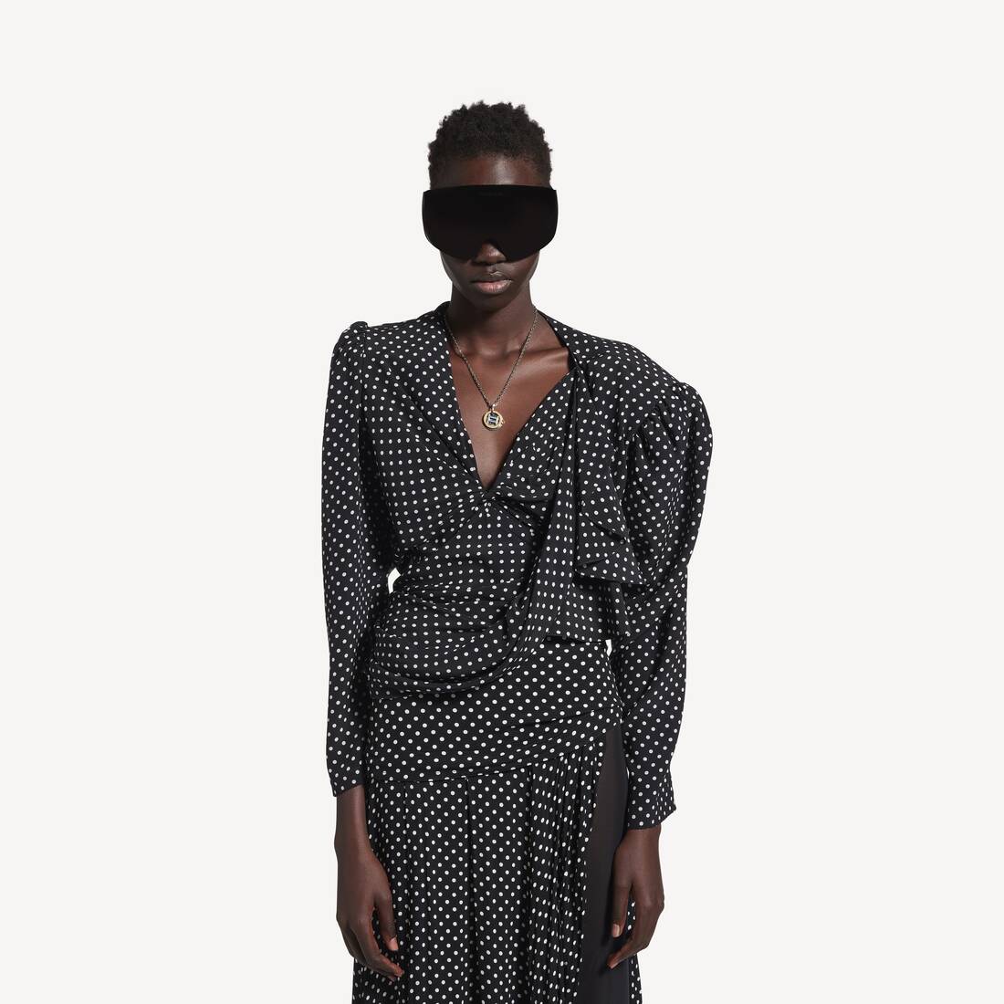 Women's Tucked-in Blouse in Black/ecru | Balenciaga Japan EN - Image 5