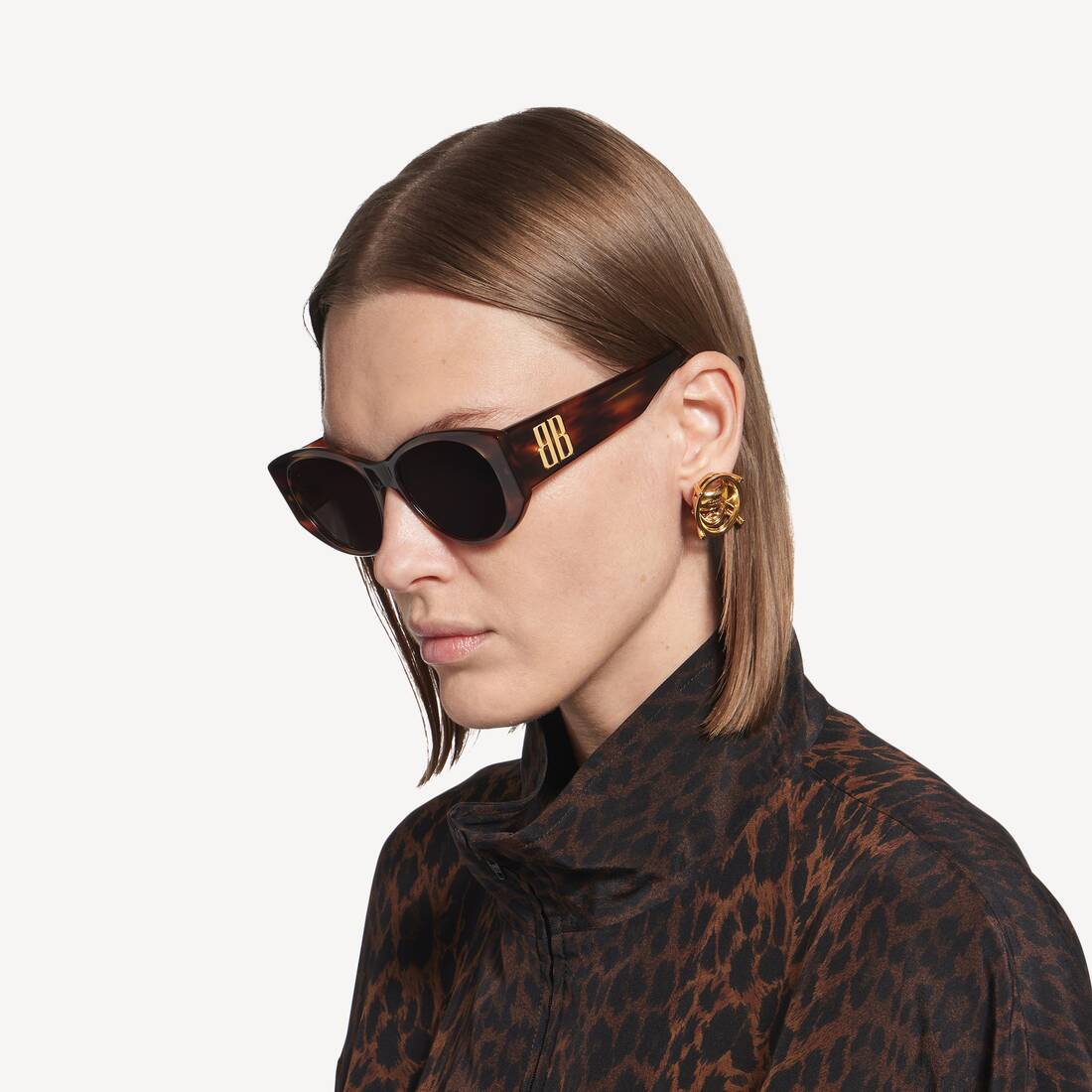 Nano Round Sunglasses in Brown Havana | Balenciaga United Kingdom EN - Image 7