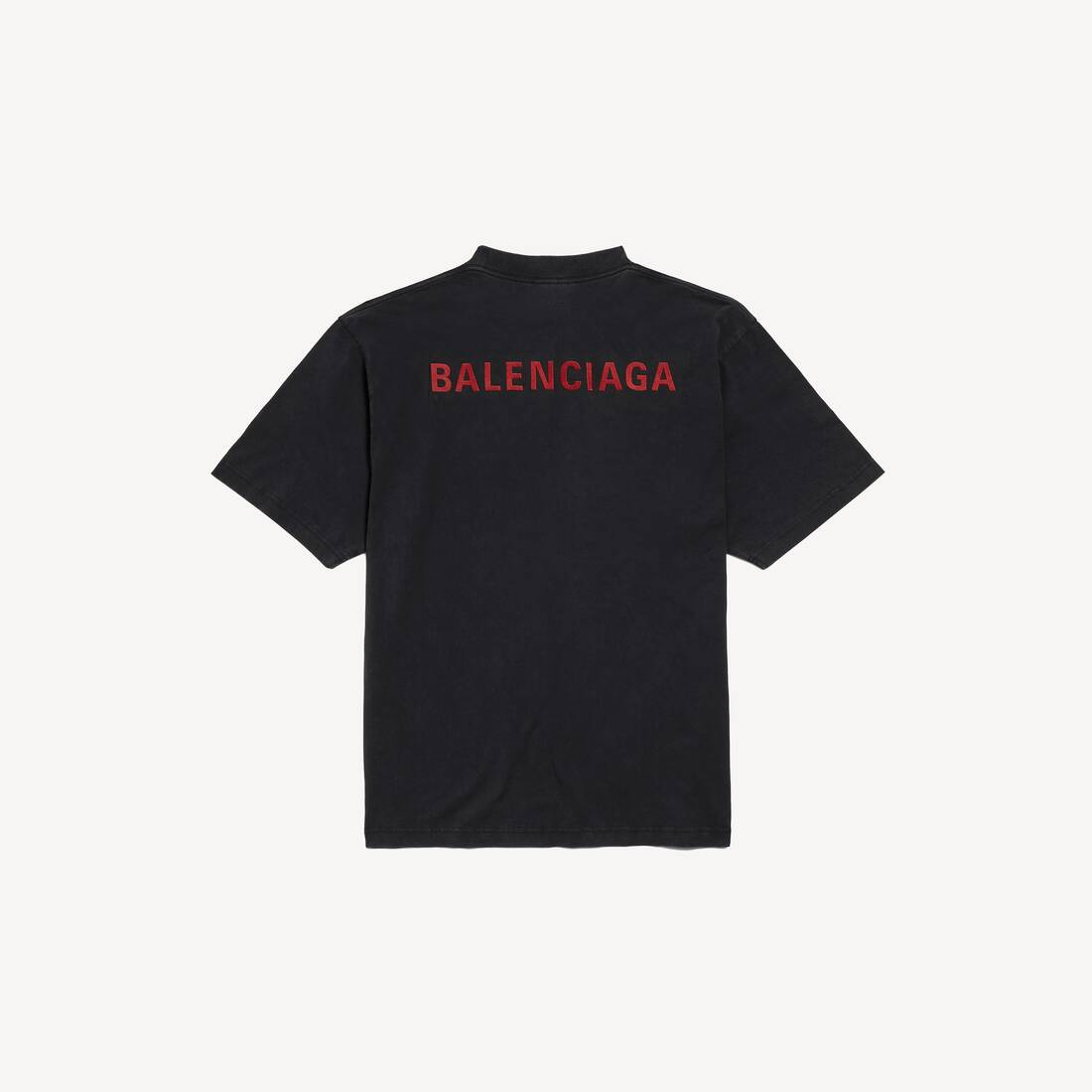 Men's Balenciaga Back Medium Fit T-shirt in Faded Black/red | Balenciaga Finland EN - Image 2