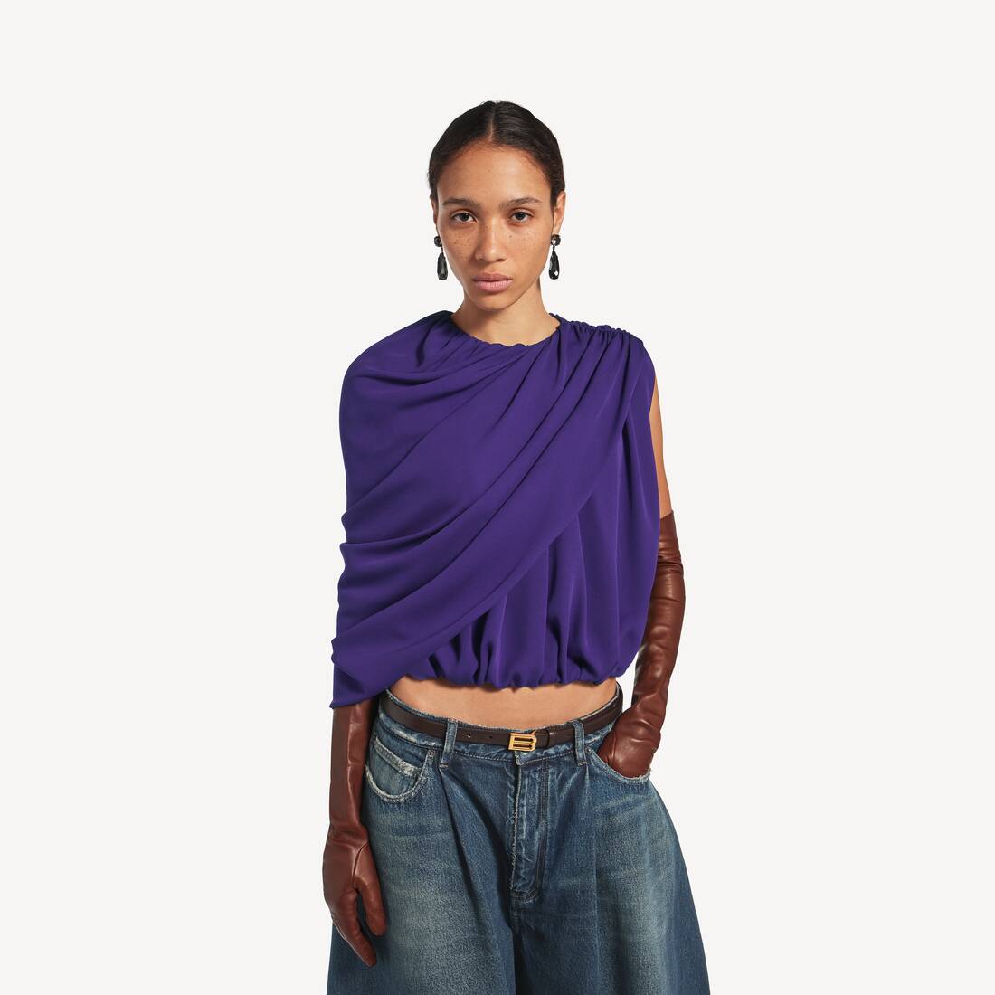 Women's Cape Top in Purple | Balenciaga Australia EN - Image 5