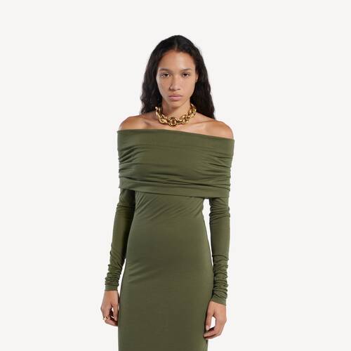 long sleeve off-shoulder dress