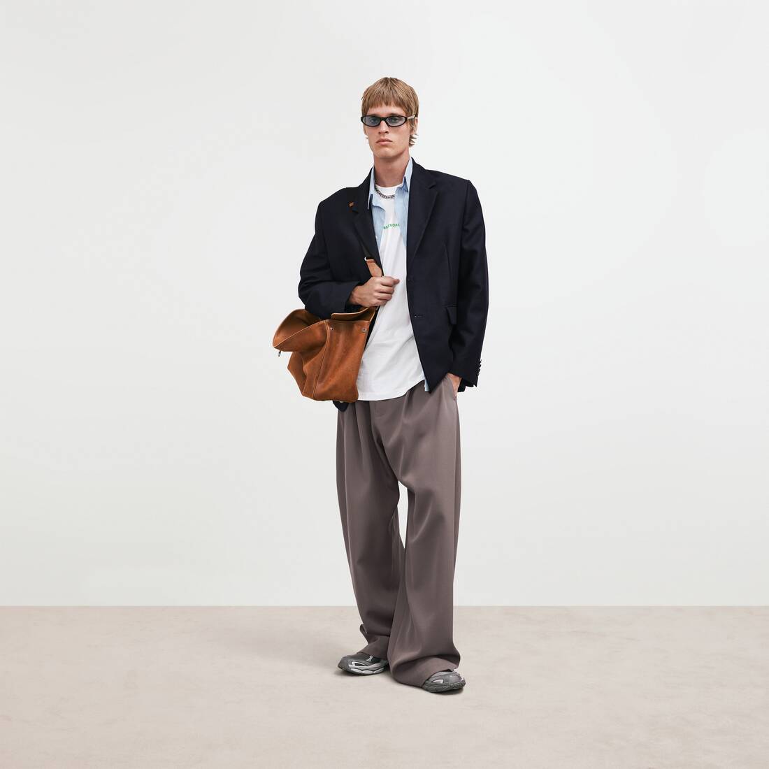 Men's Hybrid Shirt Jacket in Dark Navy | Balenciaga Macau SAR EN - Image 3