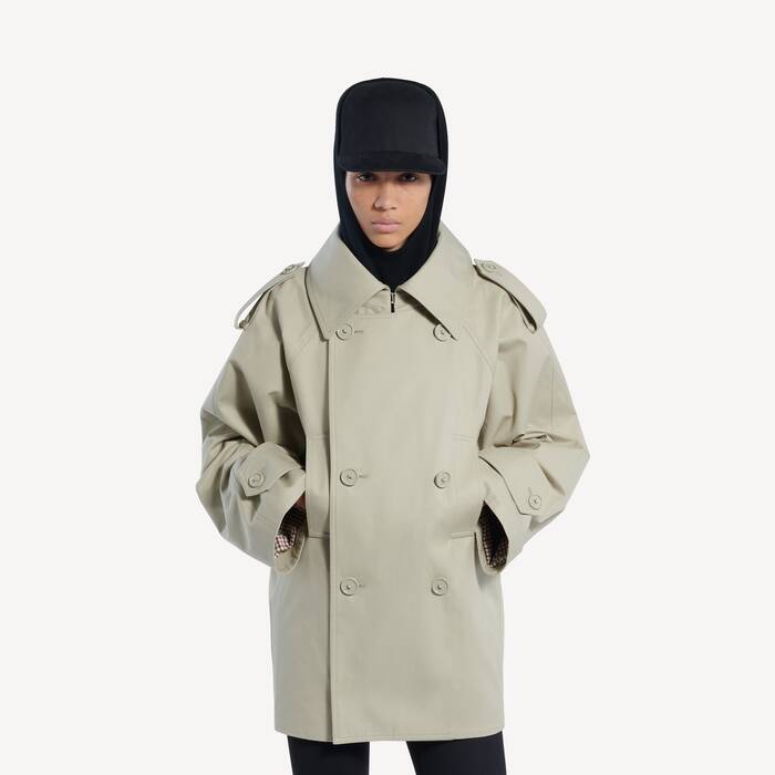 Women's Double-breasted Trenchcoat in Light Beige - Women | Balenciaga Denmark EN - Image 1