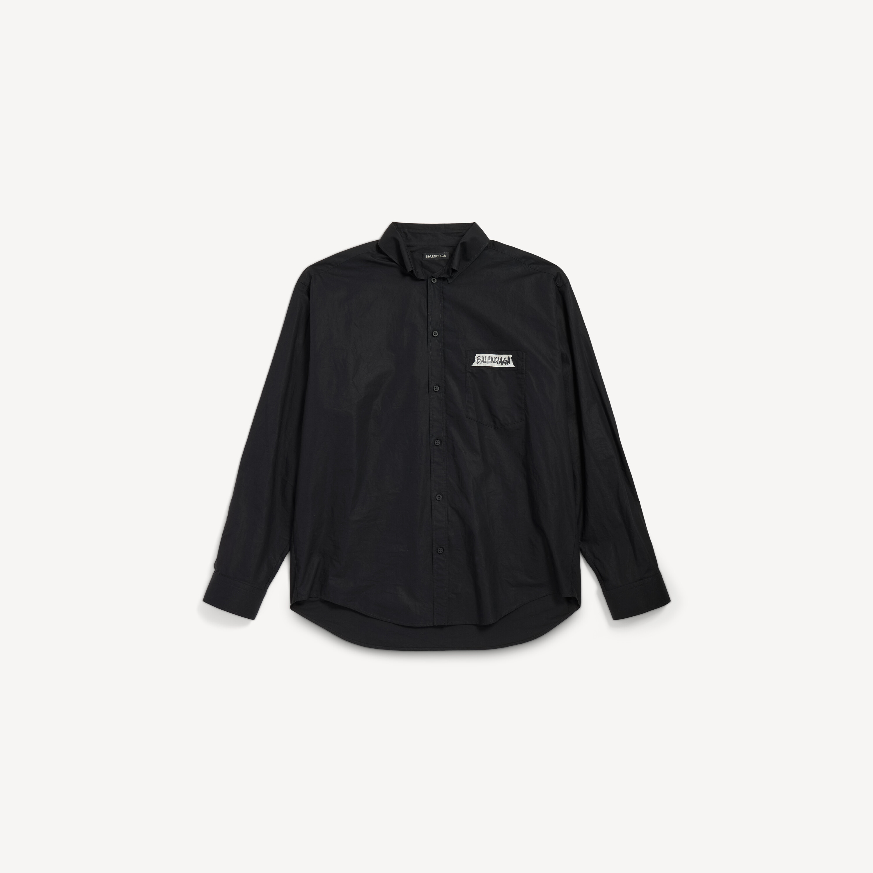 Men's Masking Tape Long Sleeve Shirt Large Fit in Black