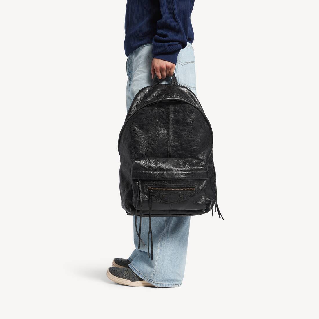 balenciaga creased leather backpack City thankunext.us The Explorer leather backpack by Balenciaga is a luxurious accessory that marries functionality with high Balenciaga Le Cagole Studded Crinkled-leather