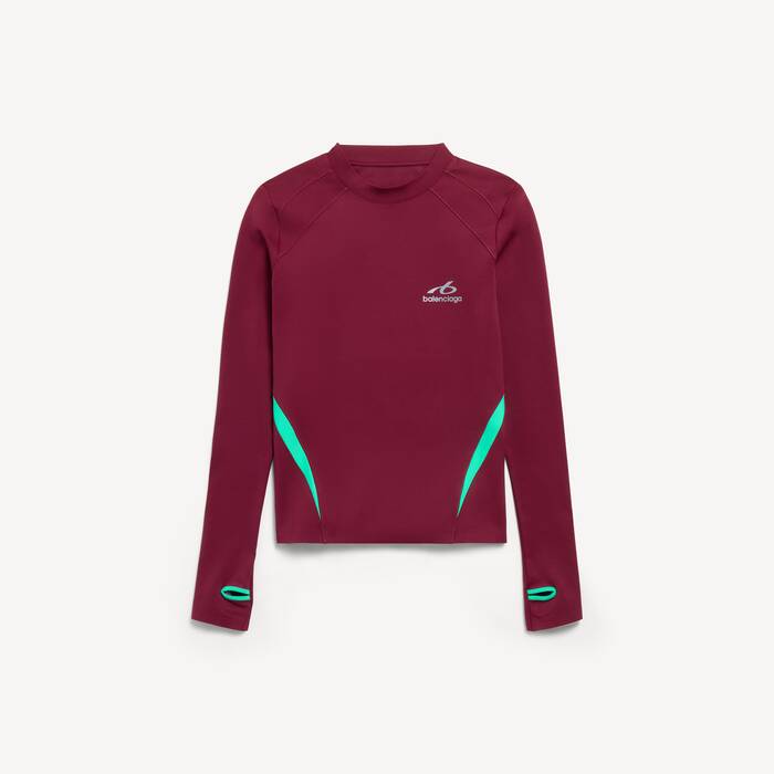 Men's Techwear Fitted Long Sleeve Top in Burgundy/aqua - Men | Balenciaga Netherlands EN - Image 2