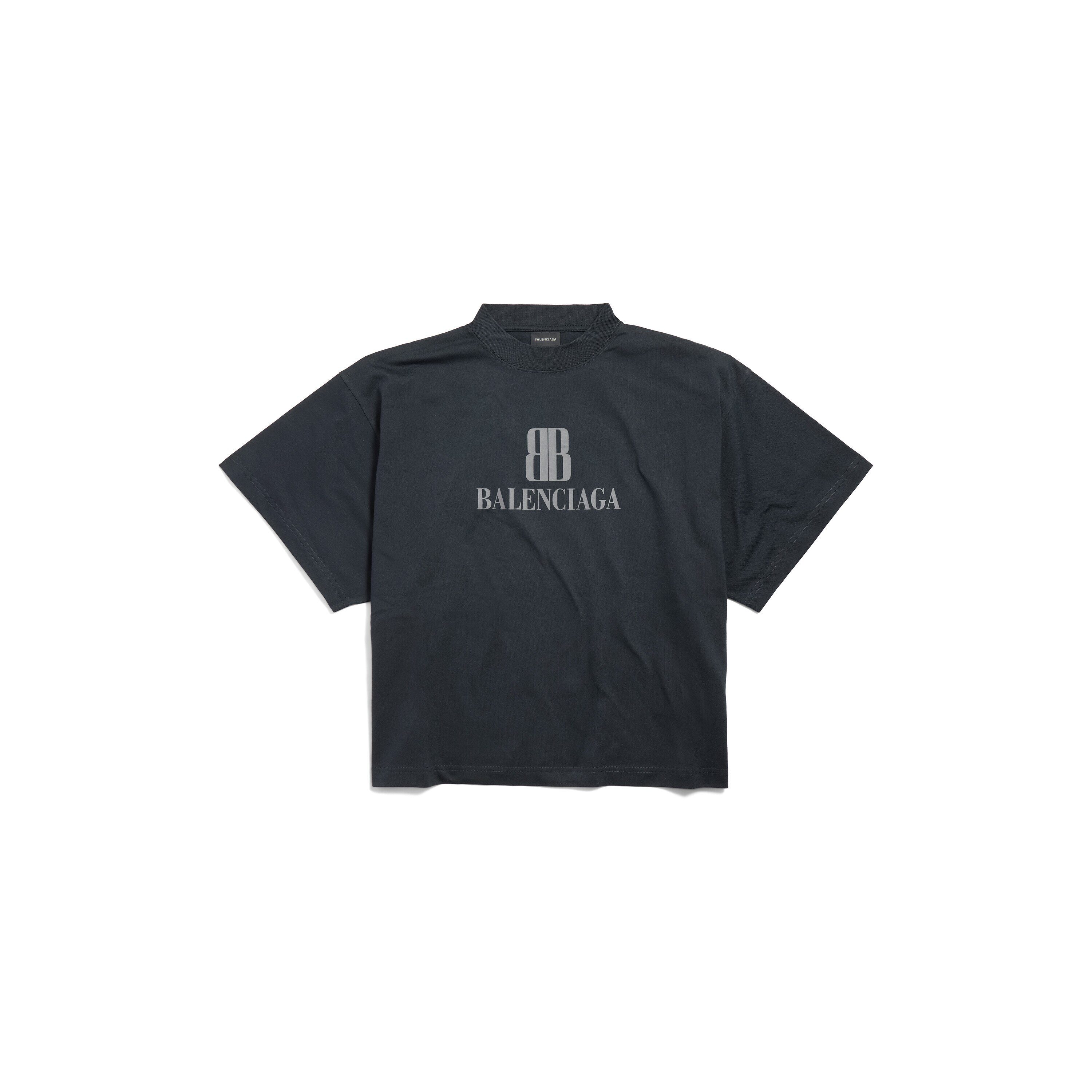 Tシャツ・カットソー BALENCIAGA Women Tops 811688TRVU6 9034 BLACK Shop Optical Black Oversized T-shirt ❘ Netdressed