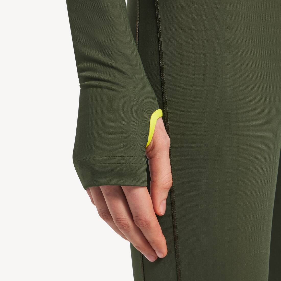 Women's Techwear Fitted Zip-up Top in Khaki/lime | Balenciaga Switzerland EN - Image 6