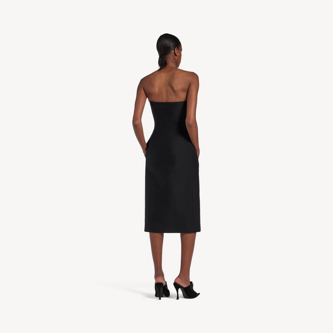 Women's Midi Bustier Dress in Black | Balenciaga Canada EN - Image 4