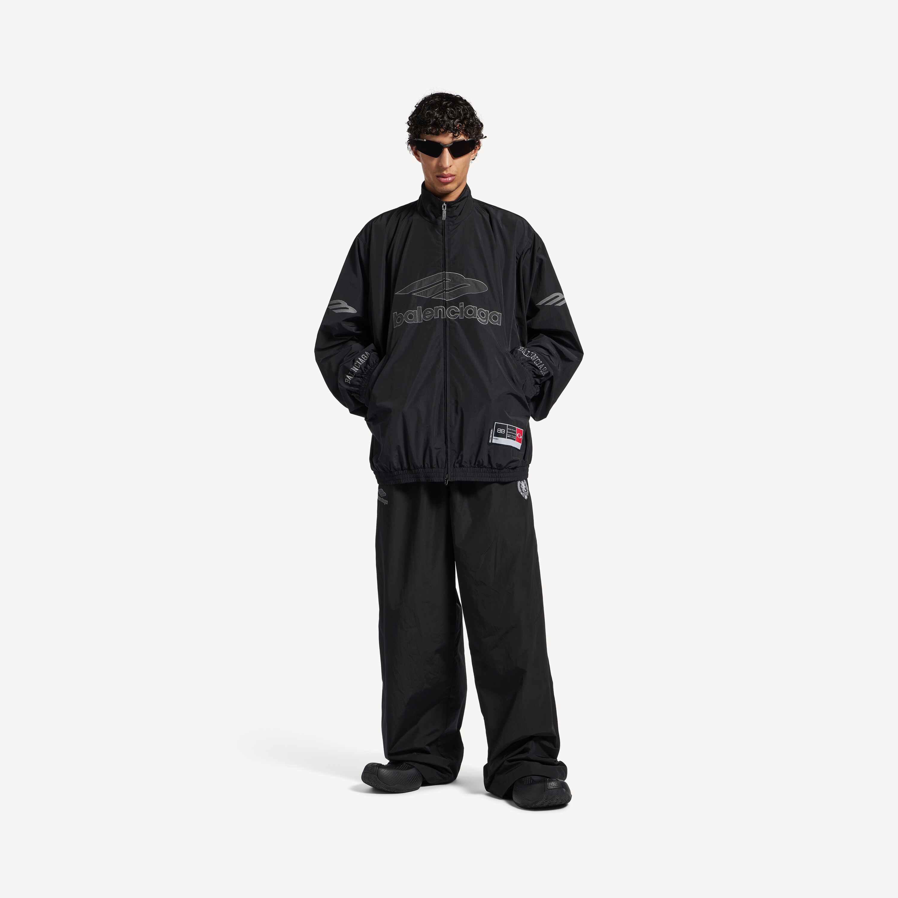 Men's 3b Football Tracksuit Jacket in Black | Balenciaga US