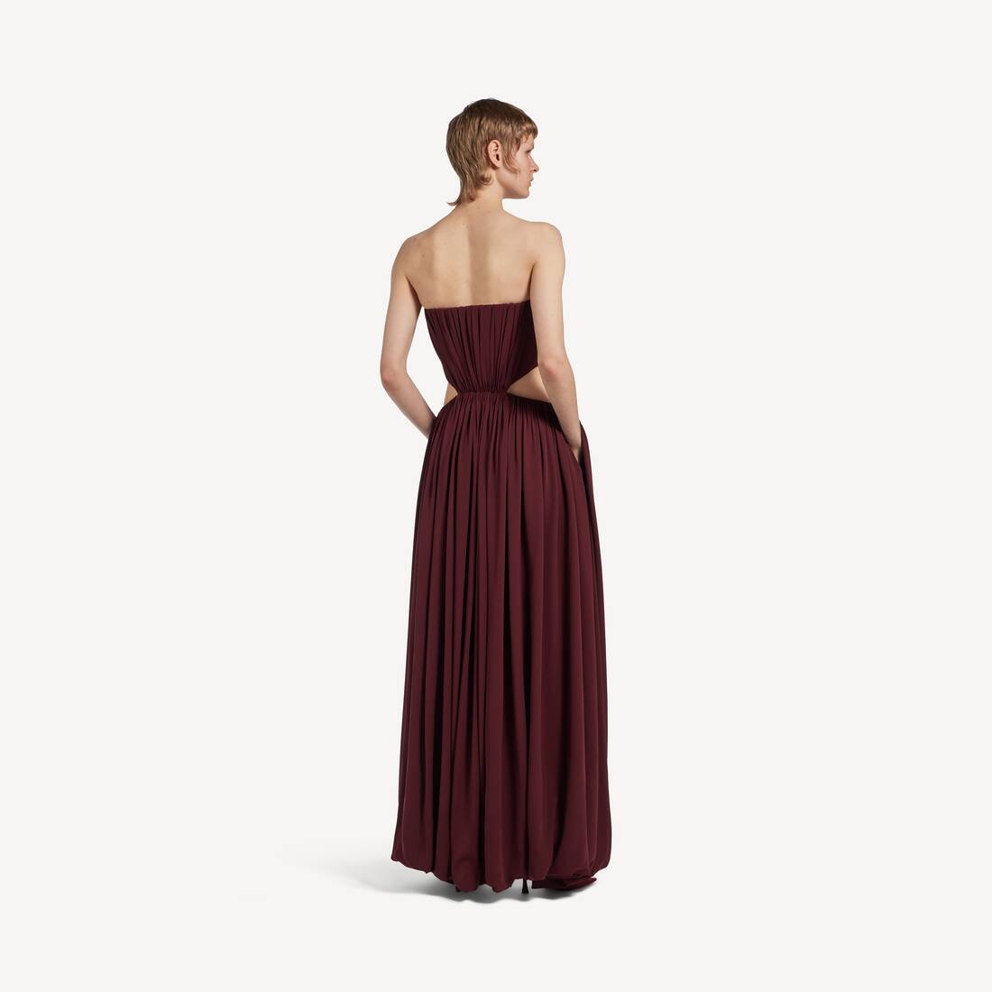 Women's Bustier Draped Dress in Burgundy | Balenciaga United States EN - Image 4