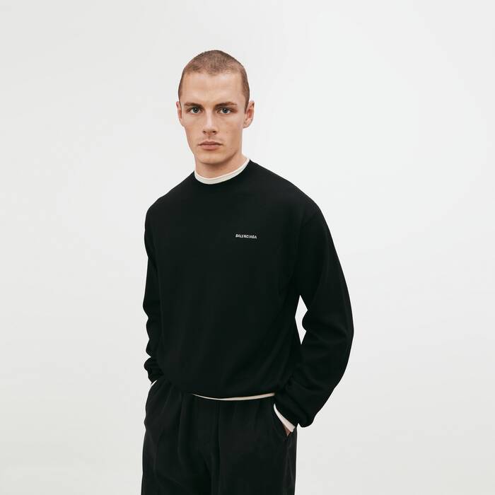 Men's Crewneck in Black/yellow - Men | Balenciaga Estonia EN - Image 1