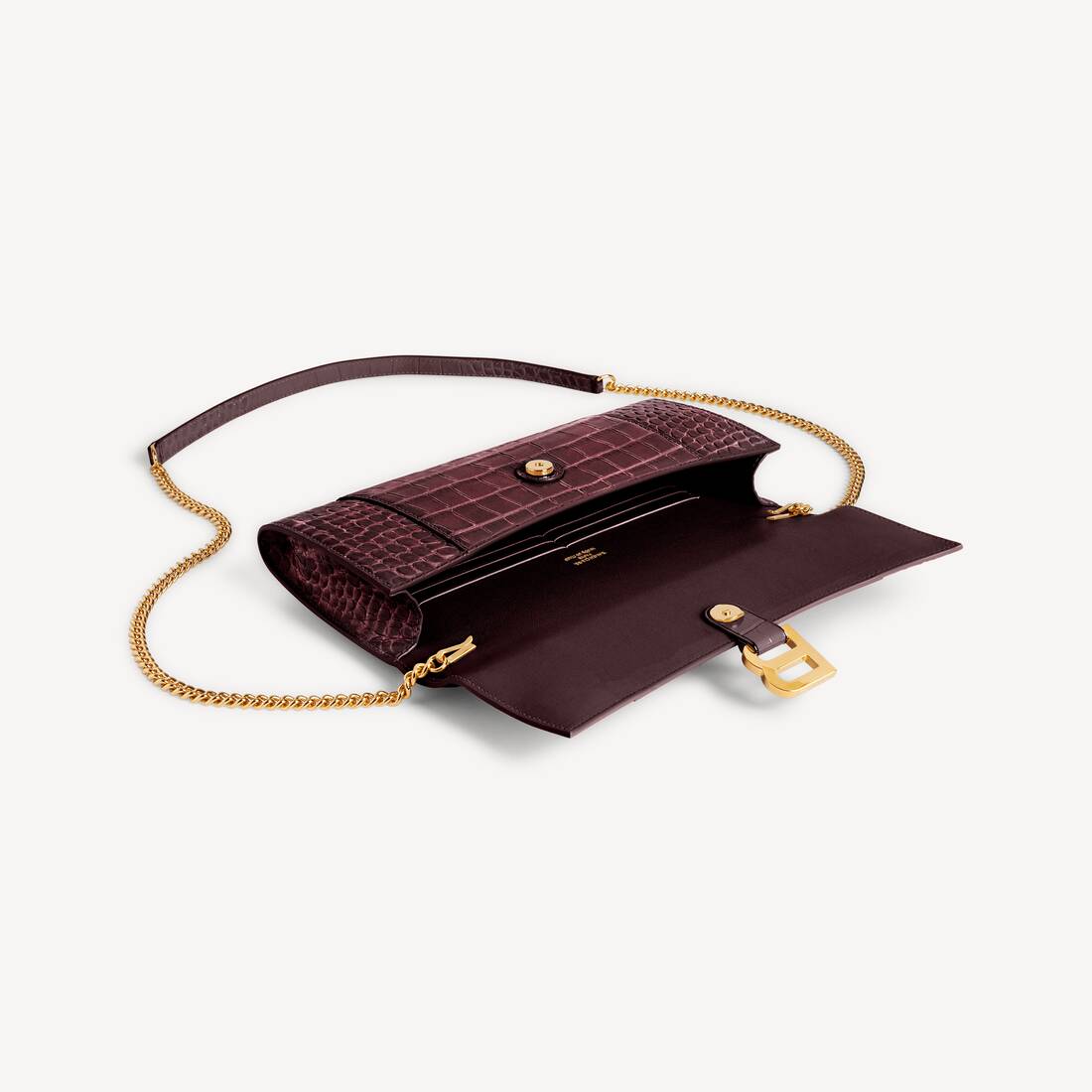 Women's Hourglass Pochette With Chain in Dark Burgundy | Balenciaga Lithuania EN - Image 5