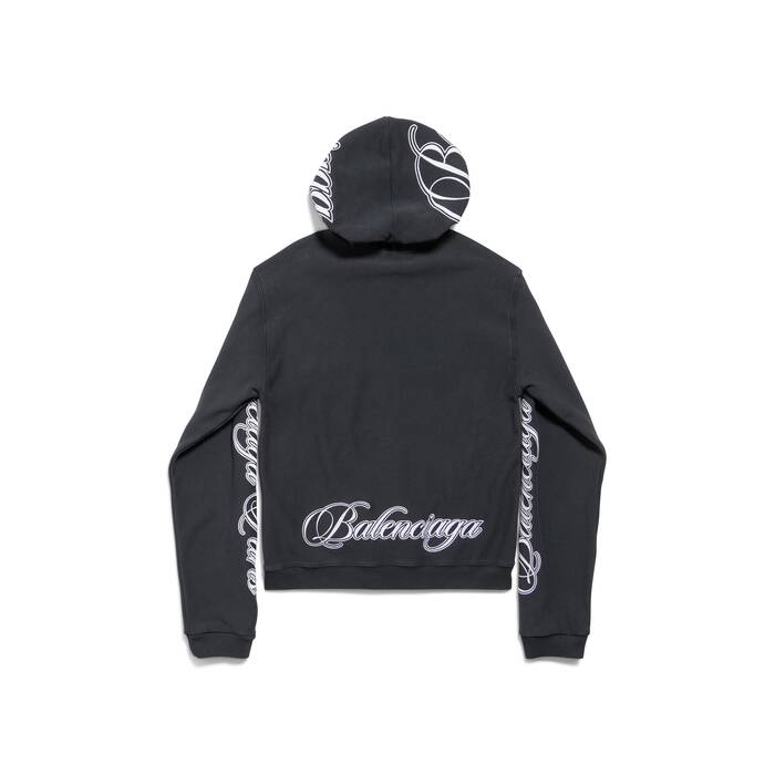 cursive zip-up hoodie regular fit
