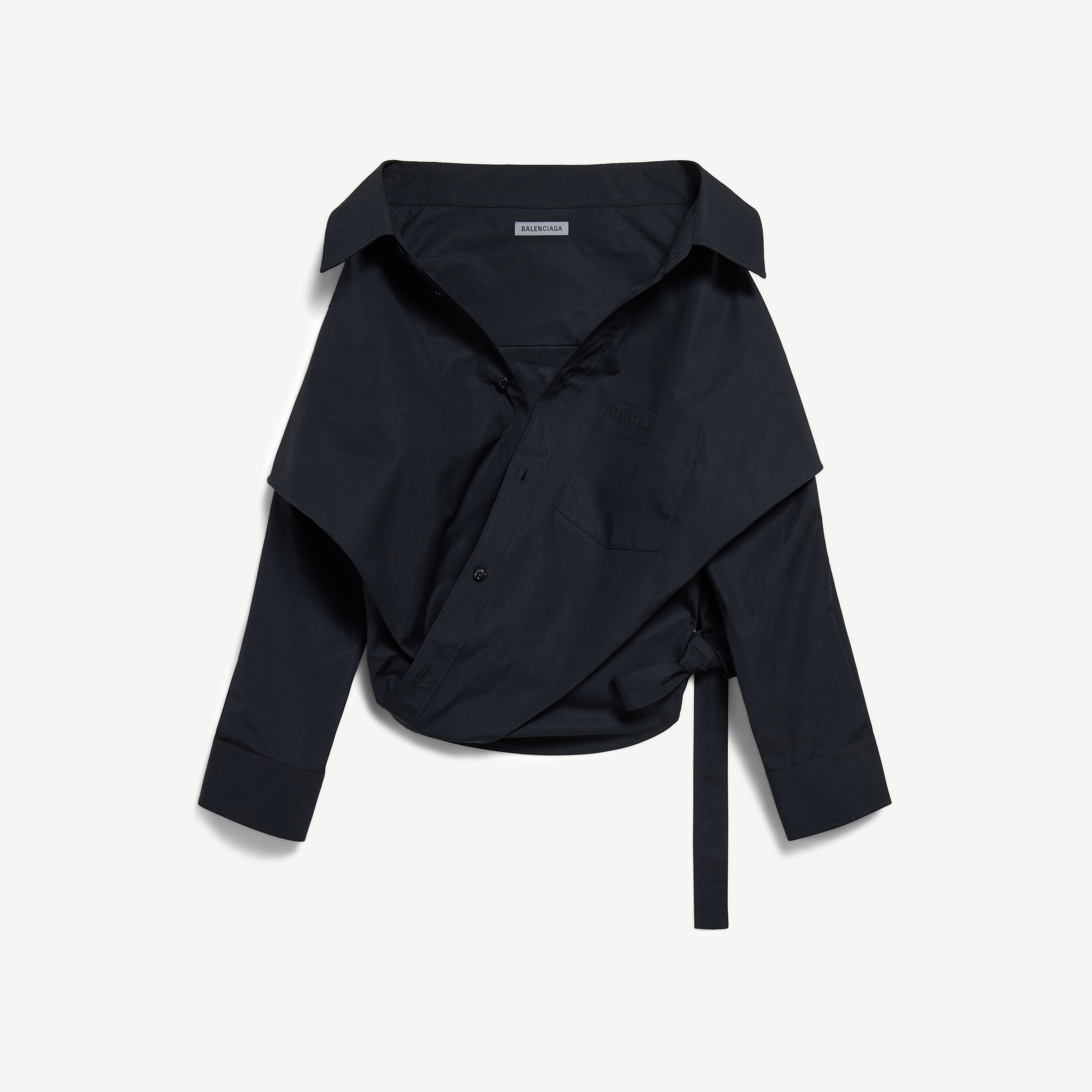Women's Off-shoulder Wrap Shirt in Black