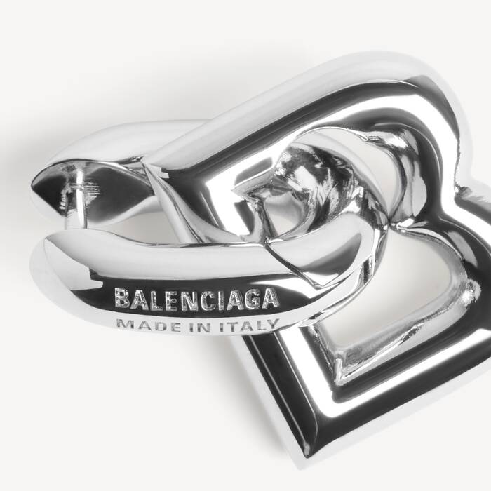 Pendientes De Aro B Xs para Mujer en Plateado Brillante - Mujer | Balenciaga Espa&ntilde;a ES - Image 2