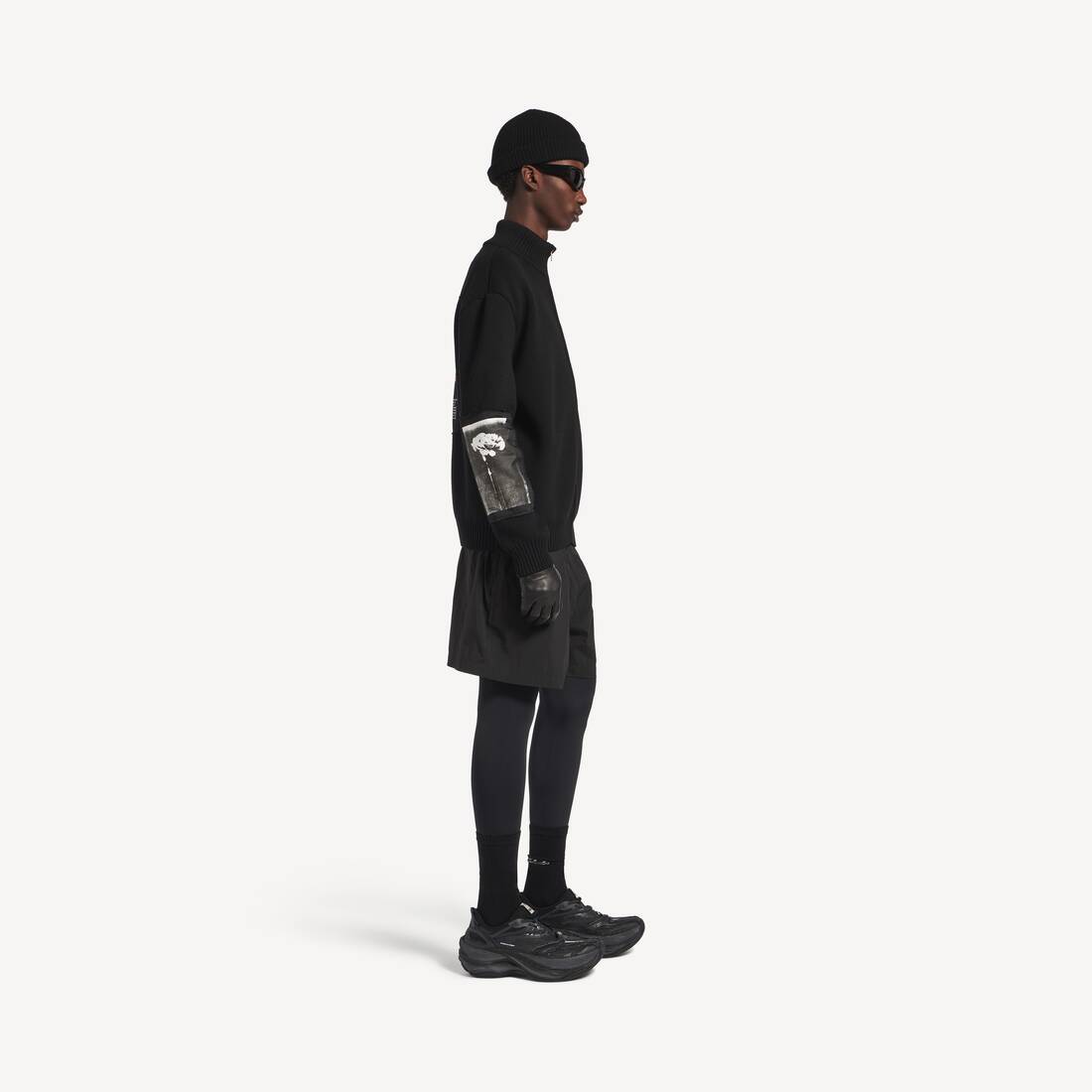 Men's Knitted Zip-up Cardigan With Patches in Black | Balenciaga Australia EN - Image 3