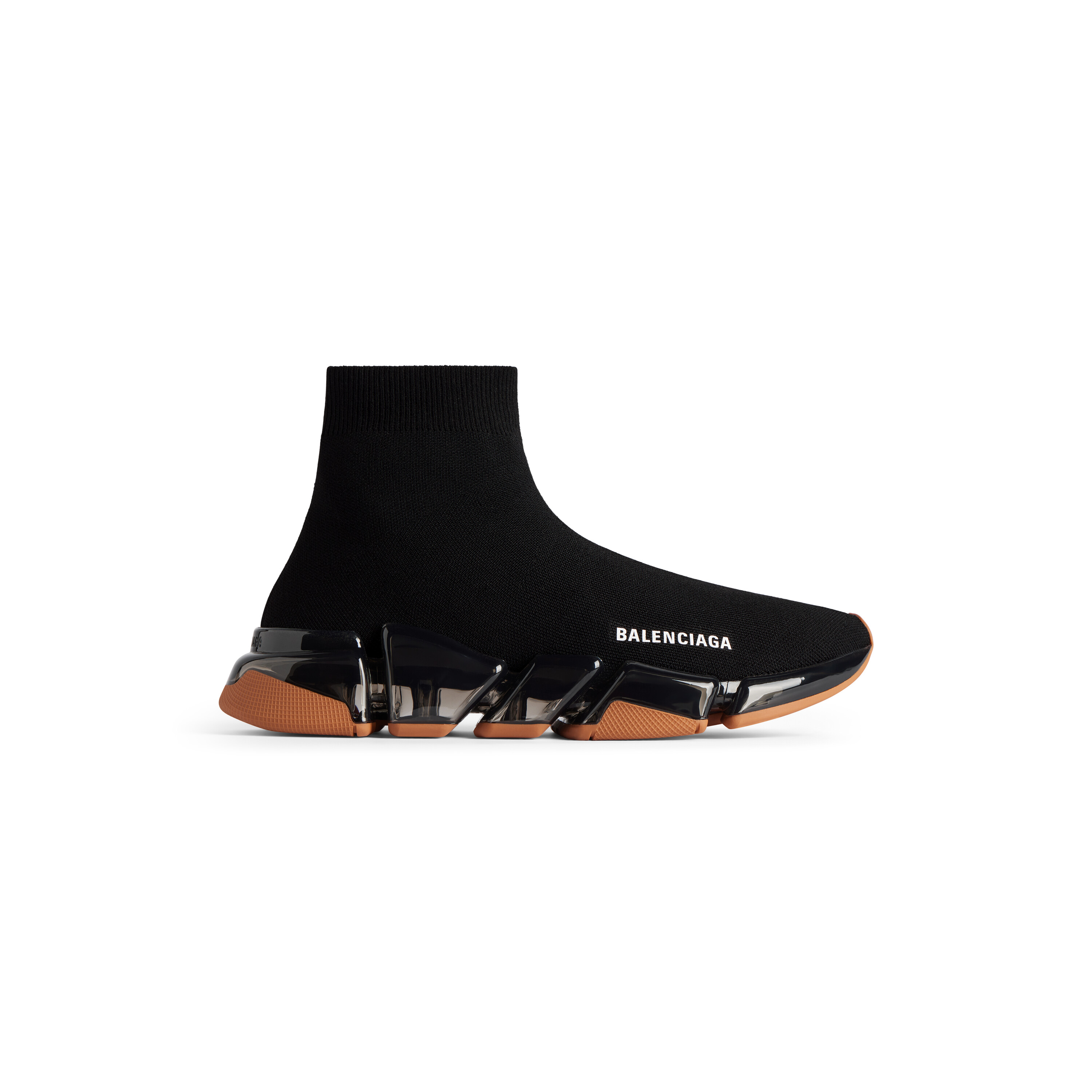Men's Speed 2.0 Full Clear Sole Recycled Knit Sneaker in Black/orange