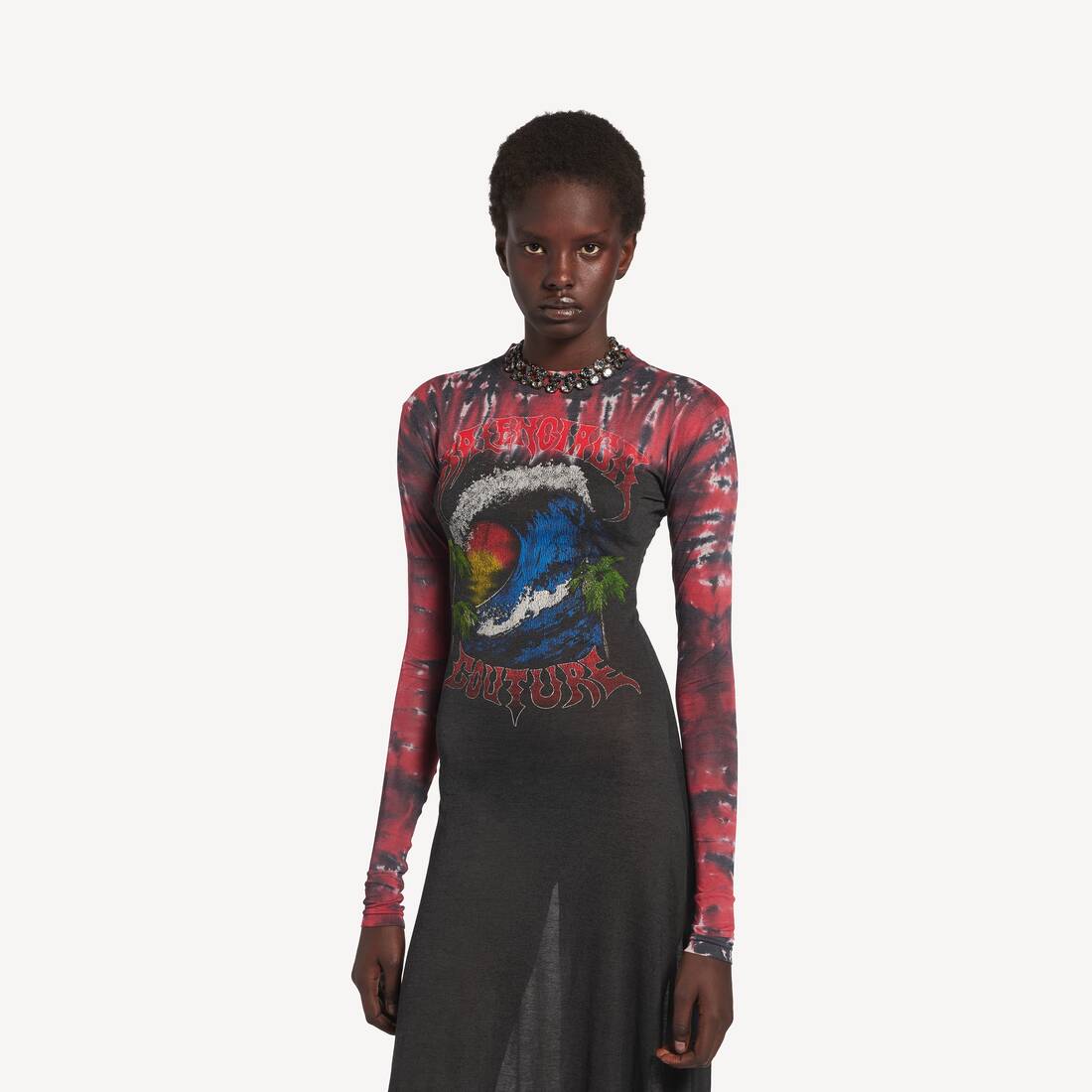 Vestido De Manga Larga Extreme Tie Dye para Mujer en Negro | Balenciaga M&eacute;xico ES - Image 5