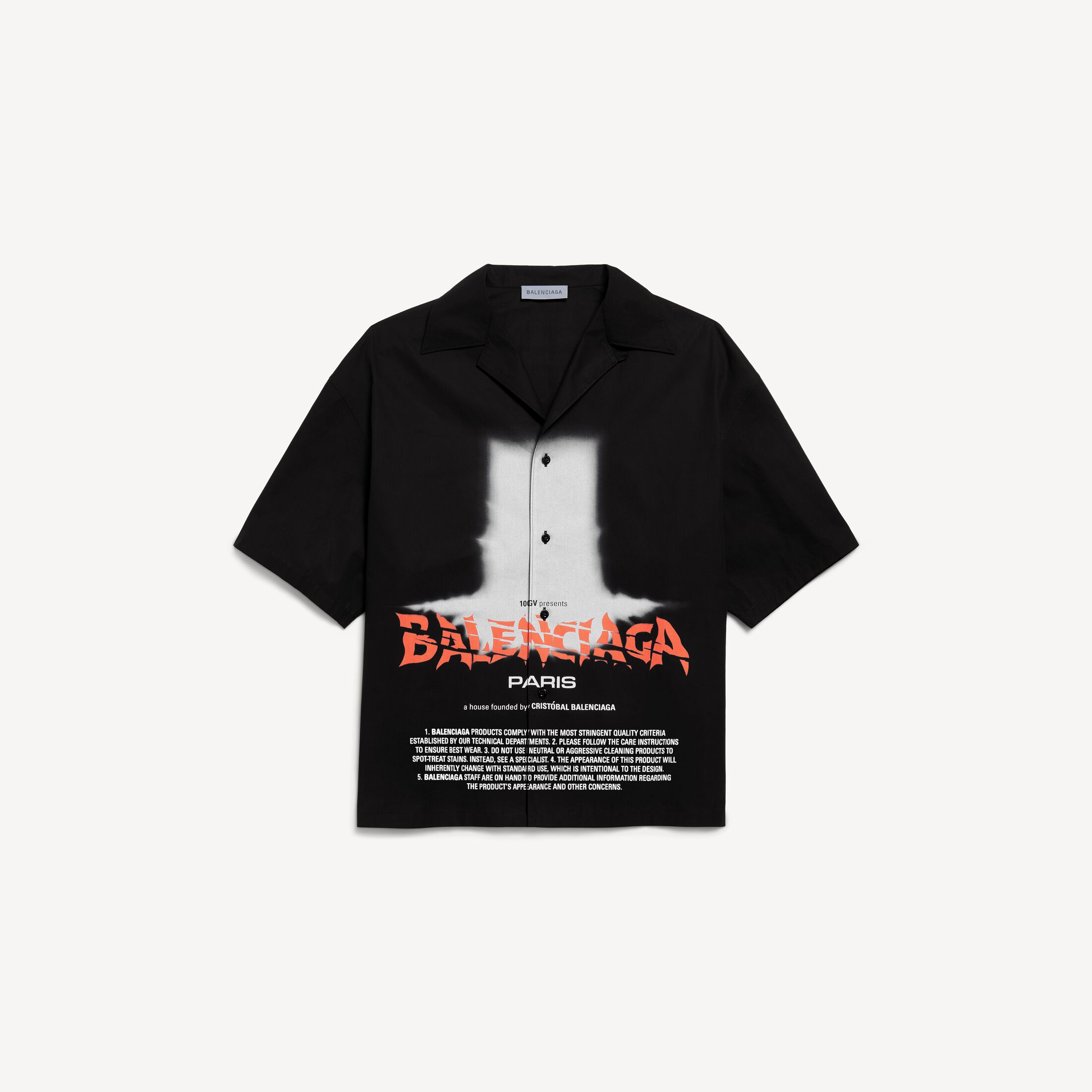 발렌시아가 남성 더 도어 볼링 반소매 셔츠 (블랙) A001ZPTULA91000