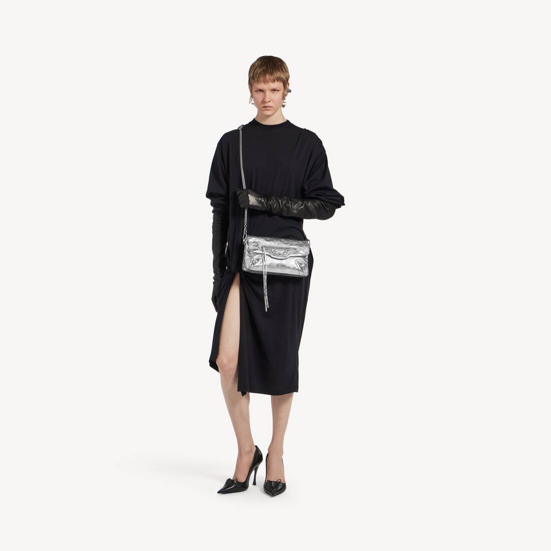 Women's Le City Clutch With Chain in Silver | Balenciaga Estonia EN - Image 9