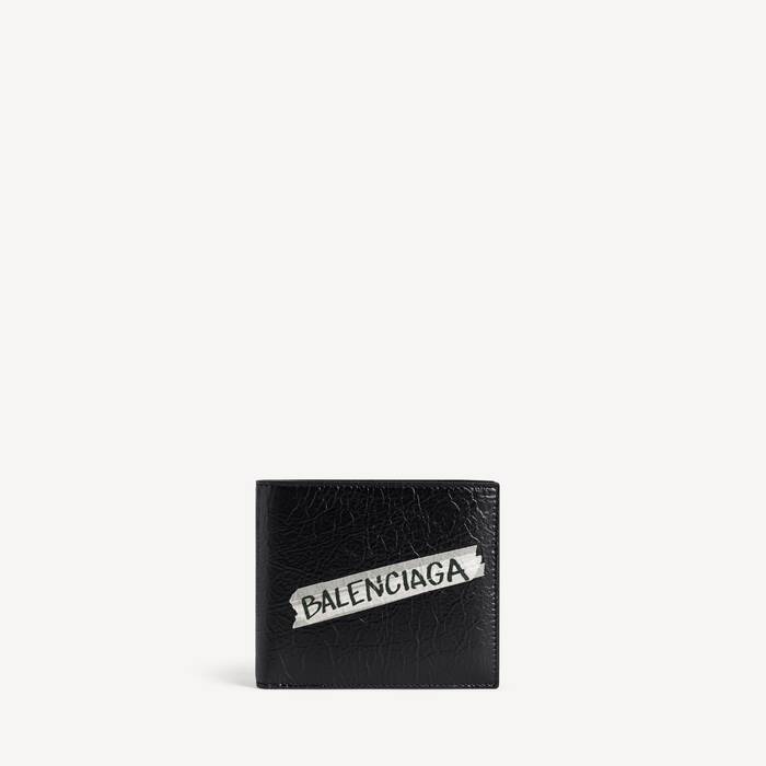 Men's Shopper Square Folded Wallet in Black - Men | Balenciaga Japan EN - Image 1