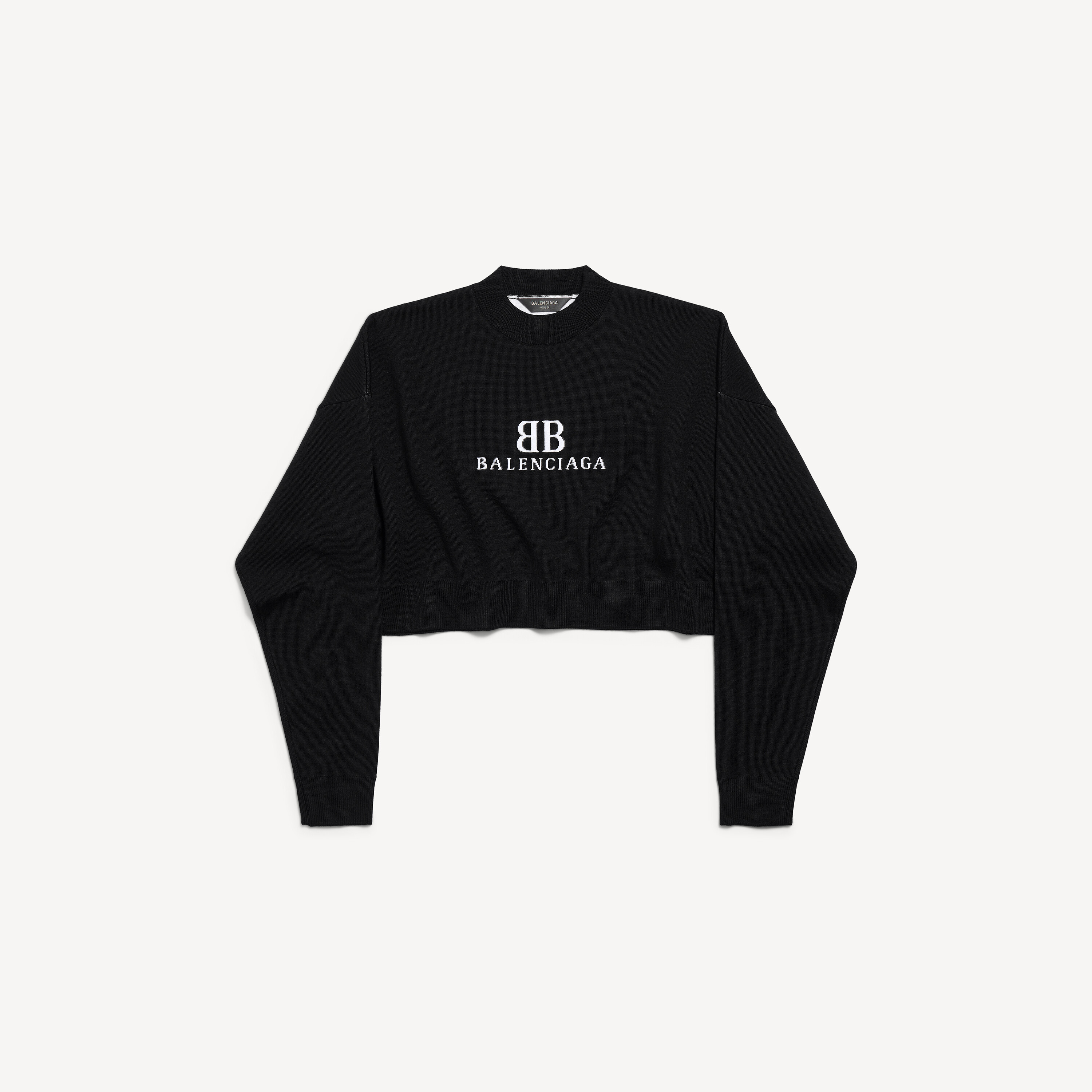 Women's Cropped Crewneck in Black/white