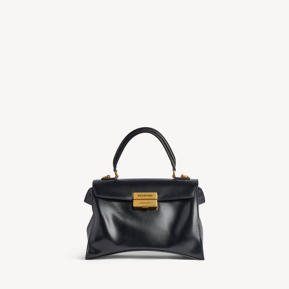 Hourglass Avenue Top Handle Bag Small in Black