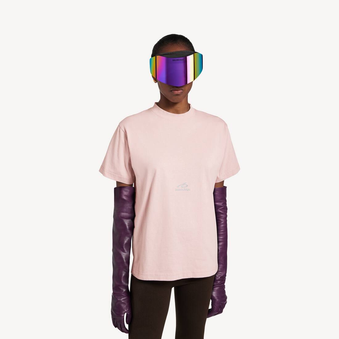 Women's Bodies Short Sleeves T-shirt in Dusty Pink | Balenciaga Republic Of Korea EN - Image 5
