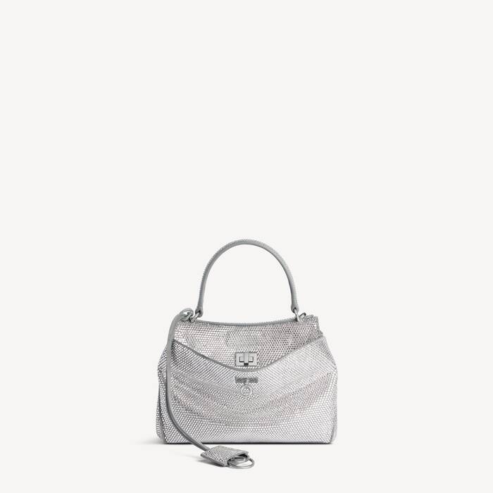 Sac &Agrave; Main Rodeo Mini Avec Strass pour Femme en Gris Fum&eacute;e - Femme | Balenciaga France FR - Image 1