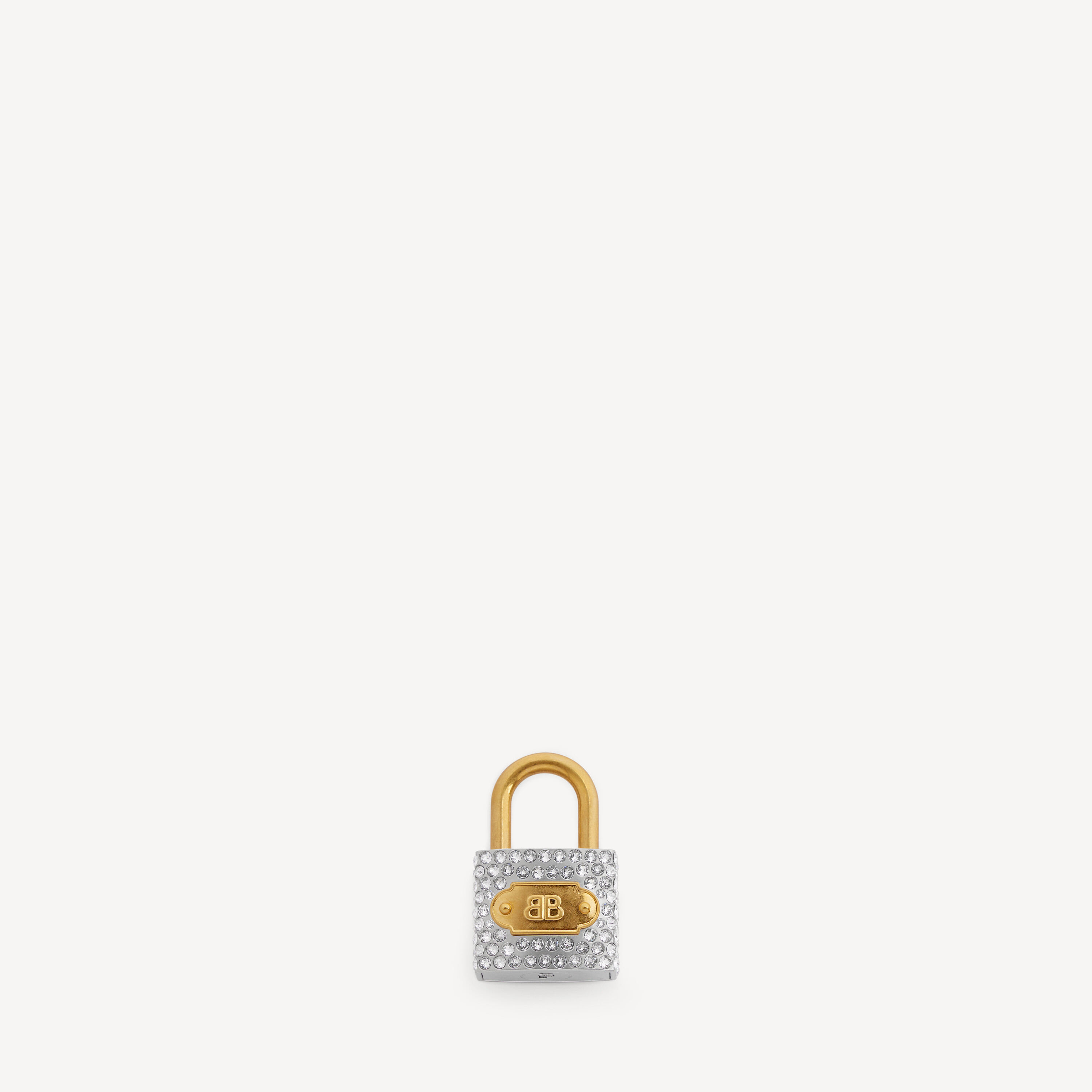 Women's Charm/keychain Bb Padlock With Rhinestones in Silver/gold
