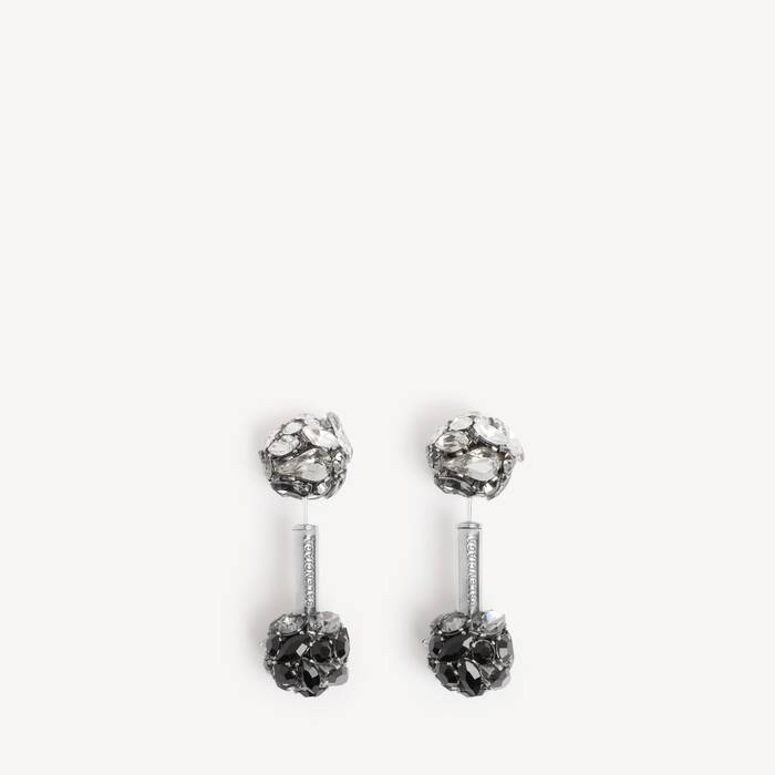 Boucles D&rsquo;oreilles Tige Atom pour Femme en Noir/cristal/ruth&eacute;nium Fonc&eacute; - Femme | Balenciaga Belgique FR - Image 1