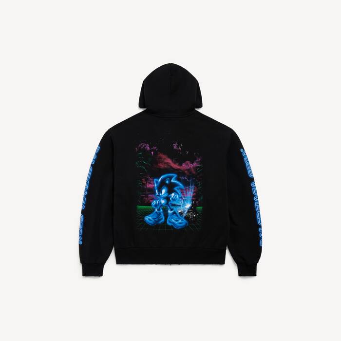 ブラック の メンズ Balenciaga | Sega Sonic The Hedgehog オーバーサイズ ジップアップフーディ - メンズ | Balenciaga 日本 JA - Image 2