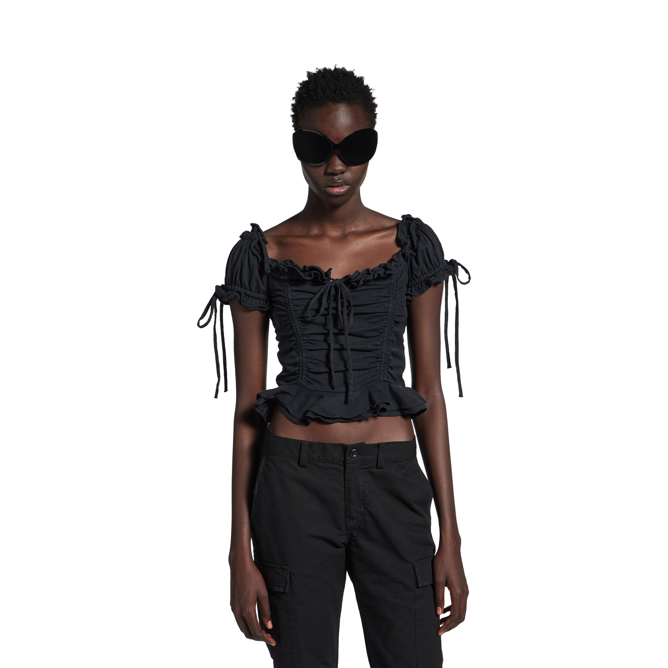 gathered cropped top