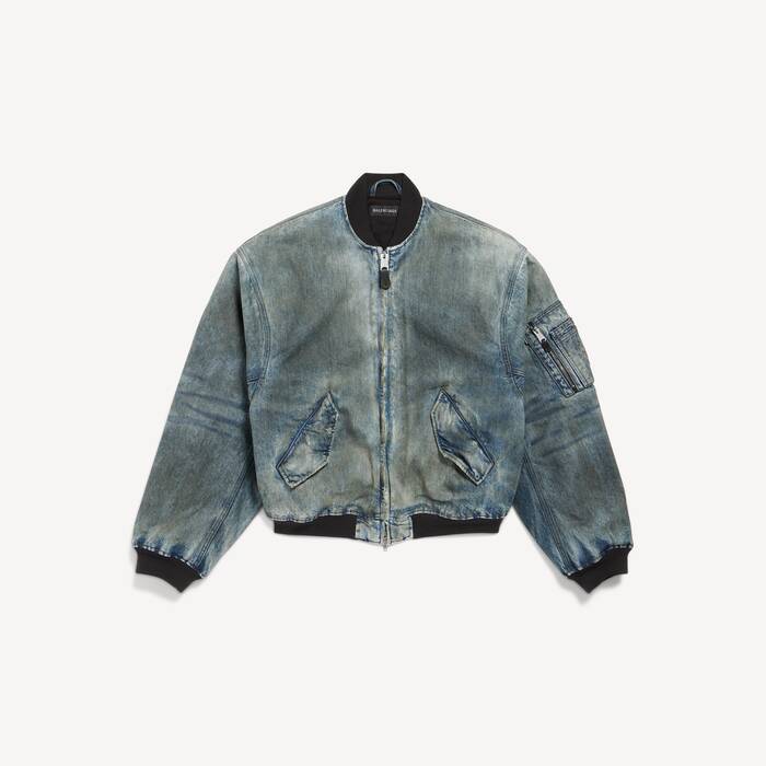 Men's Standard Bomber Jacket in Dirty Grey/light Blue - Men | Balenciaga Singapore EN - Image 2