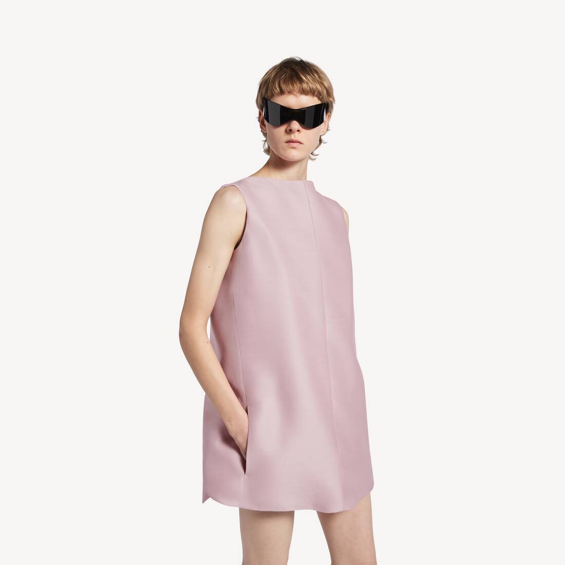 Women's Mini Sack Dress in Dusty Pink | Balenciaga United Arab Emirates EN - Image 5