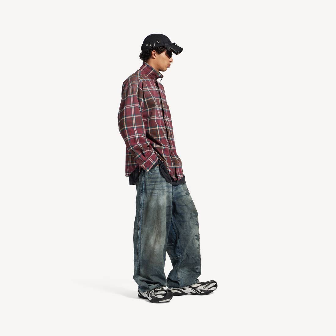 拉链衬衫  为 男士 在 酒红 | Balenciaga 津巴布韦 ZH - Image 3