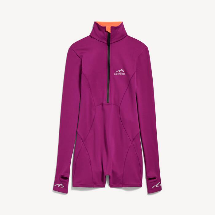 Women's Techwear Short Long Sleeve Bodysuit in Violet/orange - Women | Balenciaga United States EN - Image 2