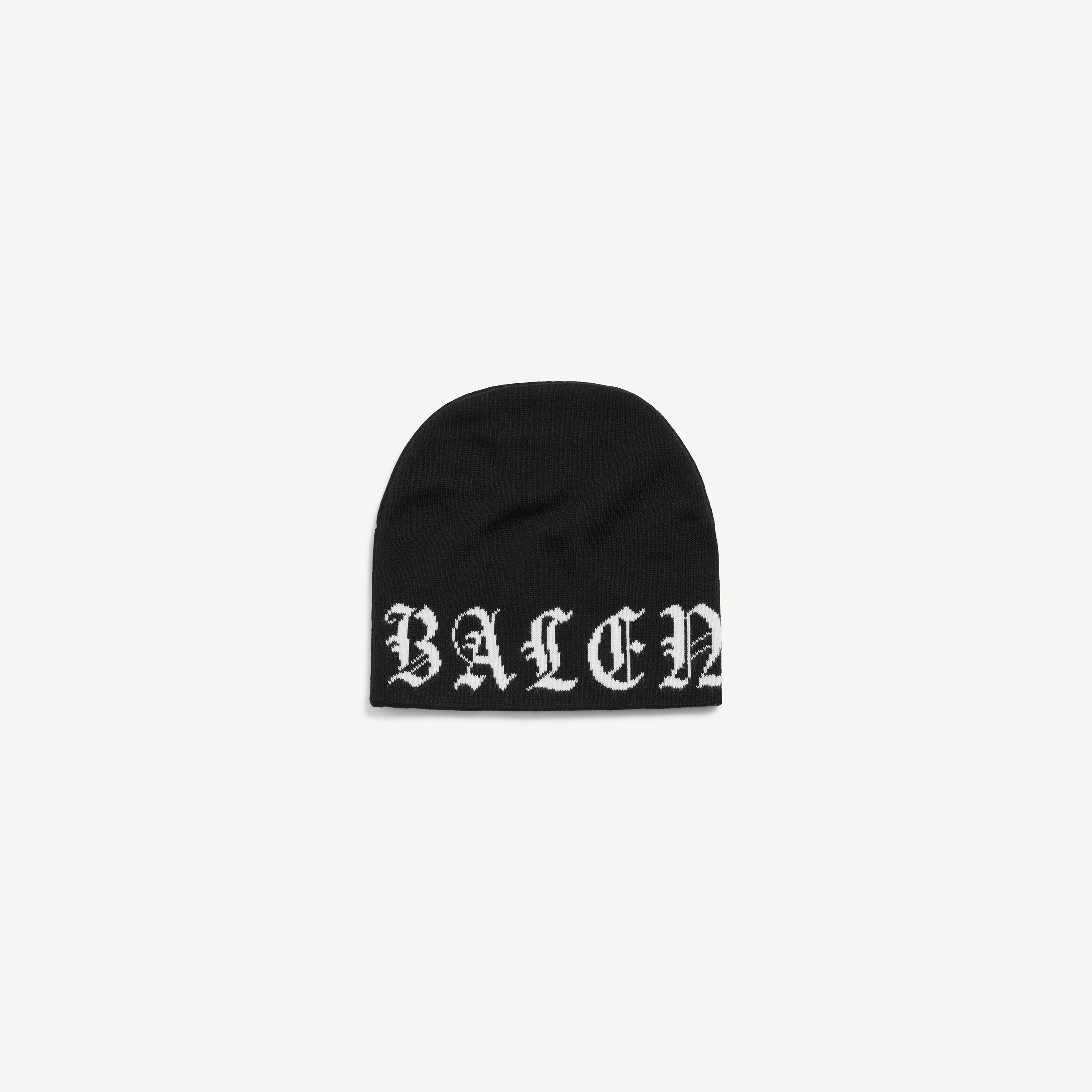 Men's All-around Blackletter Beanie in Black/white