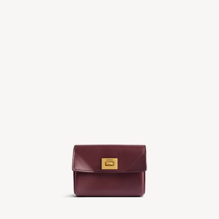 Women's Rodeo Card Holder With Flap in Dark Burgundy - Women | Balenciaga Australia EN - Image 1