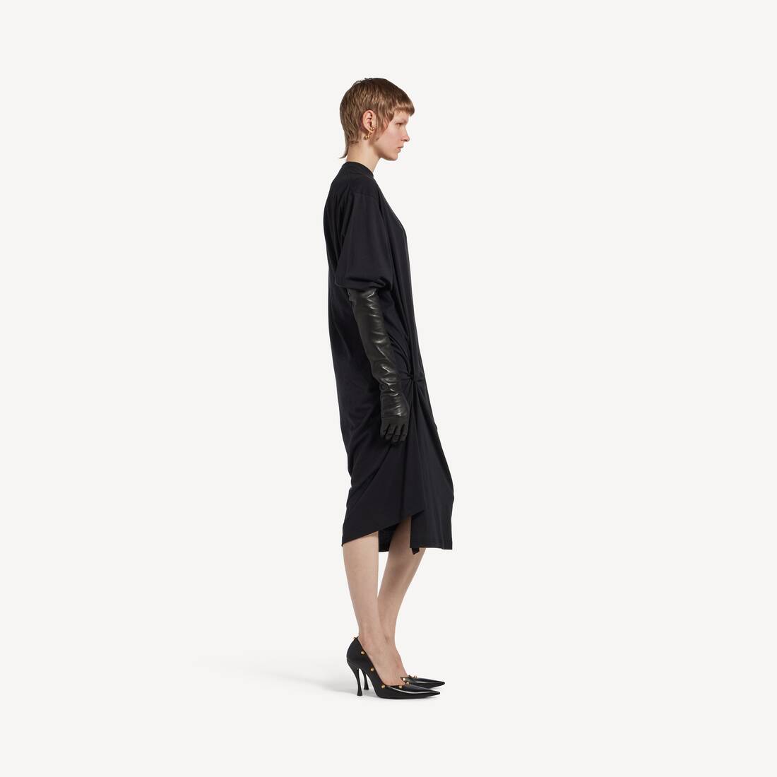 Abito Con Motivo Piega da Donna in Nero | Balenciaga Italia IT - Image 3