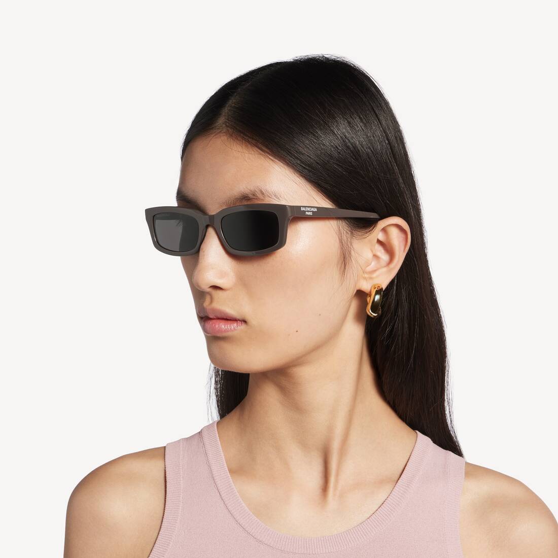 Daily Rectangle Sunglasses in Taupe | Balenciaga Australia EN - Image 7