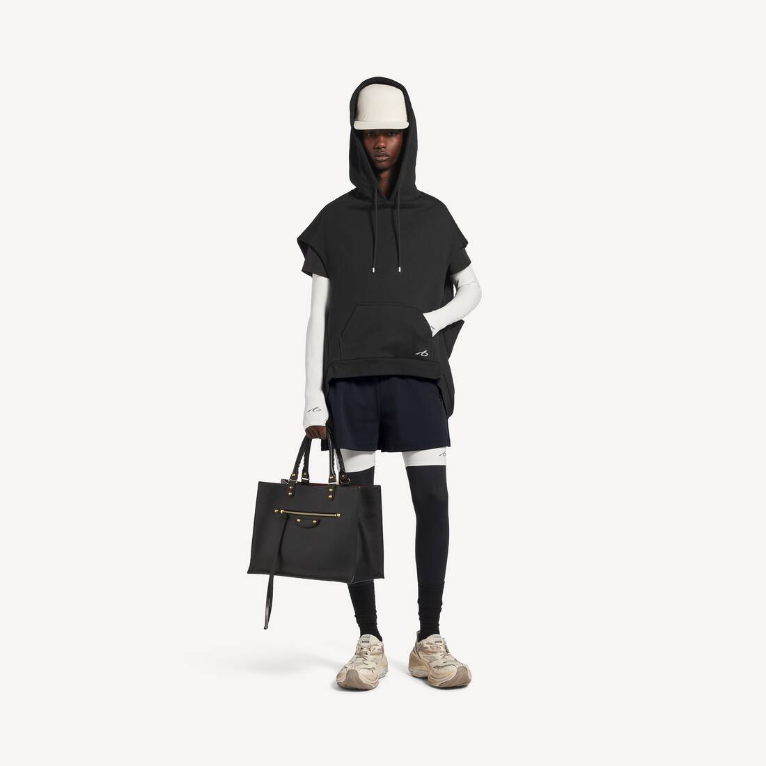 Men's Bodies Sleeveless Regular Fit Hoodie in Black | Balenciaga Canada EN - Image 2